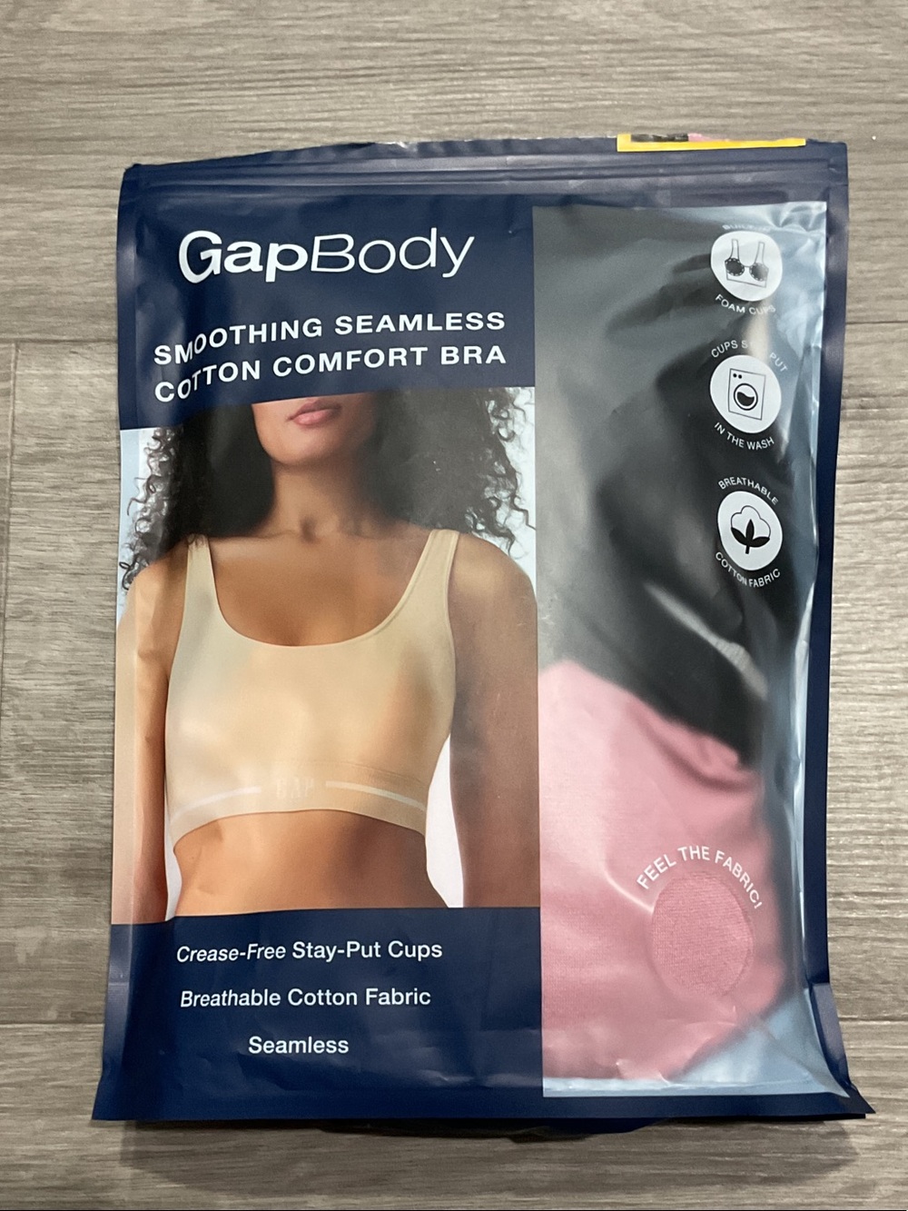 GapBody Seamless Cotton Comfort Bra - Pink and Black